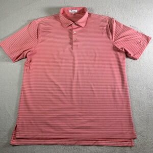 Peter Millar Polo Shirt Mens Large Pink Stripe Summer Comfort Golf Performance